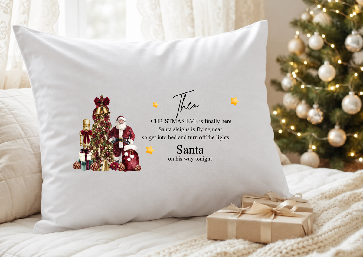 Personalised traditional Santa Christmas Eve pillowcase with festive poem