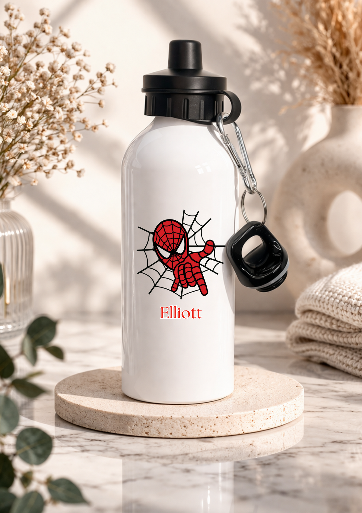 Personalised web superhero children's water bottle